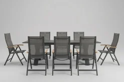 HARTMAN Sondermodell Xanadu / Aruba Garten-Essgruppe, xerix/anthrazit, Alu/Glaskeramik, 8 Klappstühle, 220/280x100cm