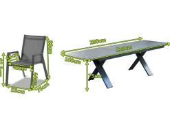 HARTMAN Sondermodell Xanadu / Aruba Garten-Essgruppe, xerix/anthrazit, Alu/Glaskeramik, 6 Stapelsessel, 220/280x100cm