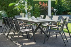 HARTMAN Sondermodell Xanadu / Aruba Set, xerix/anthrazit, Alu/Glaskeramik, 10 Stapelsessel, 220/280x100cm
