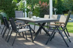 HARTMAN Sondermodell Xanadu / Aruba Garten-Essgruppe, xerix/anthrazit, Alu/Glaskeramik, 6 Stapelsessel, 2 Klappstühle, 220/280x100cm
