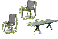 HARTMAN Sondermodell Xanadu / Aruba Garten-Essgruppe, xerix/anthrazit, Alu/Glaskeramik, 6 Stapelsessel, 2 Klappstühle, 220/280x100cm