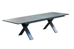HARTMAN Sondermodell Xanadu / Da Vinci Garten-Essgruppe, xerix/anthrazit, Alu/Glaskeramik, 8 Klappstühle, 220/280x100cm