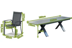 HARTMAN Sondermodell Xanadu / Alice Comfort Set, xerix/anthrazit, Alu/Glaskeramik, 6 Stapelsessel, 220/280x100cm