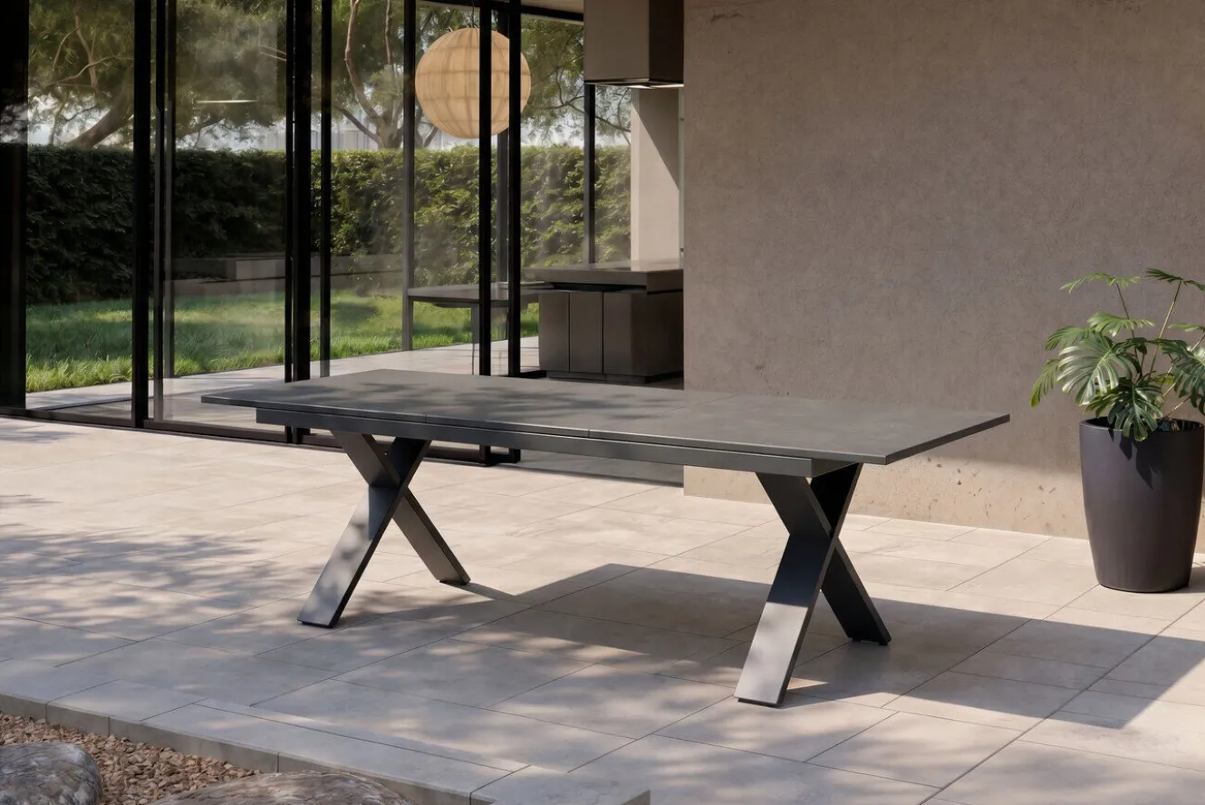 HARTMAN Sondermodell Xanadu / Alice Comfort Set, xerix/anthrazit, Alu/Glaskeramik, 6 Stapelsessel, 220/280x100cm