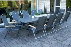 HARTMAN Sondermodell Xanadu / Raffaelo Garten-Essgruppe, xerix/anthrazit, Alu/Glaskeramik, 10 Klappstühle, 220/280x100cm