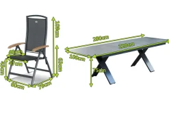 HARTMAN Sondermodell Xanadu / Raffaelo Garten-Essgruppe, xerix/anthrazit, Alu/Glaskeramik, 10 Klappstühle, 220/280x100cm