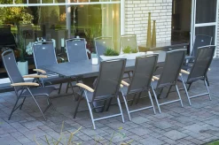 HARTMAN Sondermodell Xanadu / Raffaelo Garten-Essgruppe, xerix/anthrazit, Alu/Glaskeramik, 10 Klappstühle, 220/280x100cm