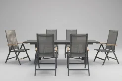 HARTMAN Sondermodell Xanadu / Aruba Garten-Essgruppe, xerix/anthrazit, Alu/Glaskeramik, 6 Klappstühle, 220/280x100cm