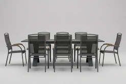 HARTMAN Sondermodell Xanadu / Raffaelo Garten-Essgruppe, xerix/anthrazit, Alu/Glaskeramik, 8 Stapelsessel, 220/280x100cm