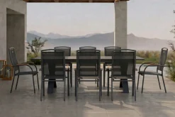 HARTMAN Sondermodell Xanadu / Raffaelo Garten-Essgruppe, xerix/anthrazit, Alu/Glaskeramik, 8 Stapelsessel, 220/280x100cm