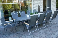 HARTMAN Sondermodell Xanadu / Raffaelo Garten-Essgruppe, xerix/anthrazit, Alu/Glaskeramik, 2 Stapelsessel, 8 Klappstühle, 220/280x100cm