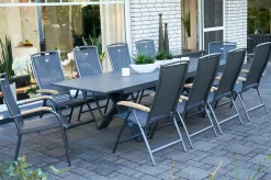 HARTMAN Sondermodell Xanadu / Raffaelo Garten-Essgruppe, xerix/anthrazit, Alu/Glaskeramik, 2 Stapelsessel, 8 Klappstühle, 220/280x100cm