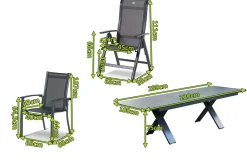 HARTMAN Sondermodell Xanadu / Alice Comfort Garten-Essgruppe, xerix/anthrazit, Alu/Glaskeramik, 2 Stapelsessel, 8 Klappstühle, 220/280x100cm