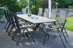 HARTMAN Sondermodell Xanadu / Aruba Garten-Essgruppe, xerix/anthrazit, Alu/Glaskeramik, 2 Stapelsessel, 8 Klappstühle, 220/280x100cm