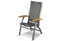 HARTMAN Sondermodell Yasmani / Primo Garten-Essgruppe, xerix/natur, Alu/Teak/Glaskeramik, 8 Klappstühle, 220/280x100cm, Teak Armlehnen