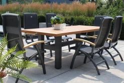 HARTMAN Sondermodell Yasmani/Da Vinci Garten-Essgruppe, xerix, Alu/Teakholz, 240x100cm, 6 Klappstühle