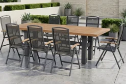 HARTMAN Sondermodell Yasmani/Raffaelo Garten-Essgruppe, xerix, Alu/Teakholz, 240x100cm, 8 Klappstühle
