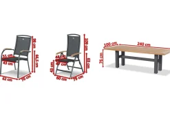 HARTMAN Sondermodell Yasmani/Raffaelo Garten-Essgruppe, xerix, Alu/Teakholz, 240x100cm, 6 Stapel-, 2 Klappstühle