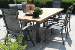 HARTMAN Sondermodell Yasmani/Alice Comfort Garten-Essgruppe, xerix, Alu/Teakholz, 240x100cm, 4 Stapel-, 2 Klappstühle
