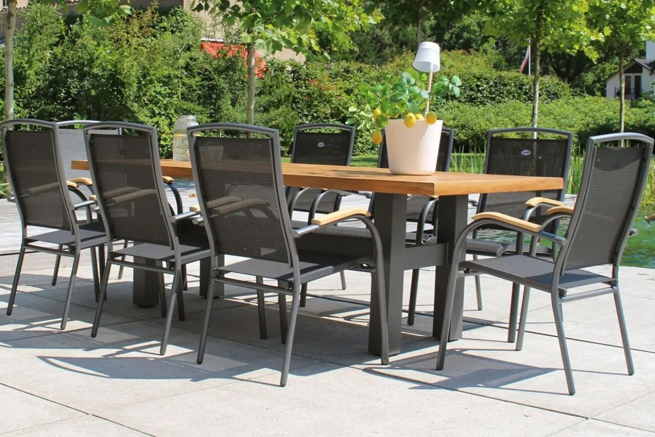 HARTMAN Sondermodell Yasmani/Raffaelo Garten-Essgruppe, xerix, Alu/Teakholz, 240x100cm, 8 Stapelsessel