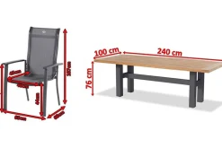 HARTMAN Sondermodell Yasmani/Alice Comfort Garten-Essgruppe, xerix, Alu/Teakholz, 240x100cm, 8 Stapelsessel