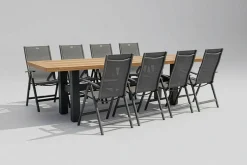 HARTMAN Sondermodell Yasmani/Alice Comfort Garten-Essgruppe, xerix, Alu/Teakholz, 240x100cm, 8 Klappstühle