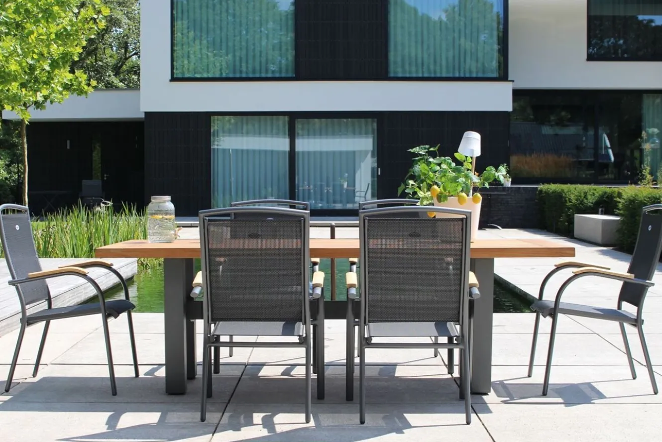 HARTMAN Sondermodell Yasmani/Raffaelo Garten-Essgruppe, xerix, Alu/Teakholz, 240x100cm, 6 Stapelsessel