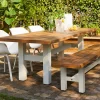 HARTMAN Sophie Yasmani Bank, Royal White / Natur Teak, 240 x 42 cm, Wetterfest, Hohe Belastbarkeit