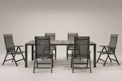 HARTMAN Tanger/Alice Comfort Garten-Essgruppe, xerix/grey wood, Aluminium/Keramik, 228x105cm, 6 Klappstühle