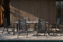 HARTMAN Tanger/Alice Comfort Garten-Essgruppe, xerix/grey wood, Aluminium/Keramik, 228x105cm, 6 Klappstühle