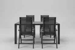 HARTMAN Tanger/Alice Comfort Garten-Essgruppe, xerix/grey wood, Aluminium/Keramik, 168x105cm, 4 Klappstühle