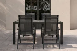HARTMAN Tanger/Alice Comfort Garten-Essgruppe, xerix/grey wood, Aluminium/Keramik, 168x105cm, 4 Klappstühle