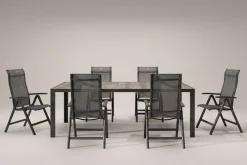 HARTMAN Tanger/Alice Comfort Garten-Essgruppe, xerix/grey wood, Aluminium/Keramik, 228x105cm, 6 Stapelsessel