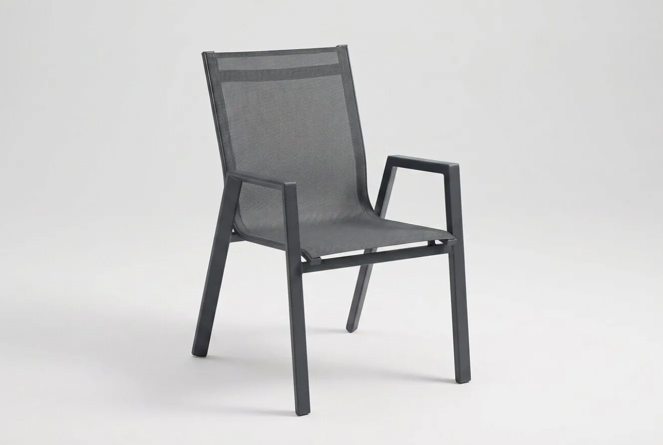 HARTMAN Tanger/Aruba Garten-Essgruppe, xerix/grey wood, Aluminium/Keramik, 168x105cm, 4 Stapelsessel