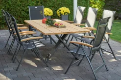 HARTMAN Xanadu / Alice Garten-Essgruppe, xerix/schwarz, Alu/Teakholz, 4x4 Textilen, 8 Klappstühle, 220x100cm