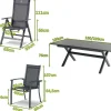 HARTMAN Xanadu / Alice Garten-Essgruppe, xerix, Alu/Textilene/Glaskeramik, 6 Stapelsessel, 2 Klappstühle, 160/220x100cm