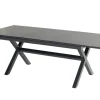 HARTMAN Xanadu / Alice Garten-Essgruppe, xerix/natur, Alu/Teak/Glaskeramik, 4x4 Textilen, 4 Dining Sessel, 160/220x100cm, Teak Armlehnen