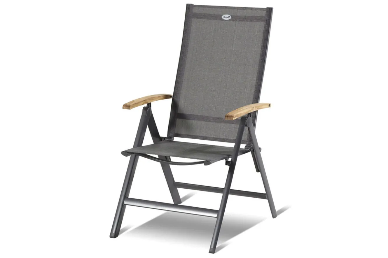 HARTMAN Xanadu / Aruba Garten-Essgruppe, xerix/natur, Alu/Teak/Glaskeramik, 6 Dining Sessel, 2 Klappstühle, 160/220x100cm, Teak Armlehnen