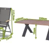 HARTMAN Xanadu / Aruba Garten-Essgruppe, xerix/anthrazit, Alu/Teakholz, 6 Klappstühle, Teakarmlehnen, 220x100cm