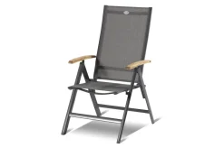 HARTMAN Xanadu / Aruba Garten-Essgruppe, xerix/natur, Alu/Teak/Glaskeramik, 4 Klappstühle, 160/220x100cm, Teak Armlehnen