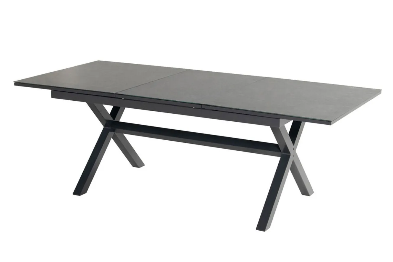 HARTMAN Xanadu / Aruba Garten-Essgruppe, xerix, Alu/Textilene/Glaskeramik, 4 Stapelsessel, 160/220x100cm