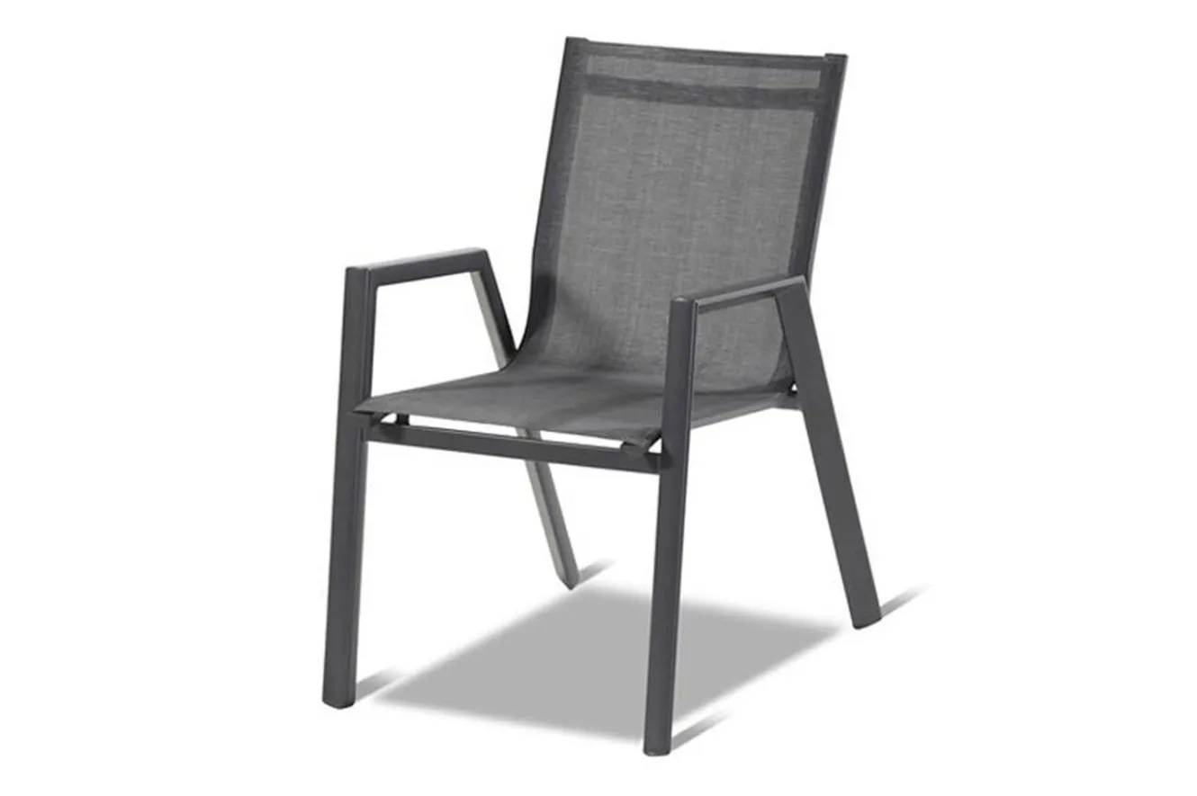 HARTMAN Xanadu / Aruba Garten-Essgruppe, xerix, Alu/Textilene/Glaskeramik, 4 Stapelsessel, 160/220x100cm