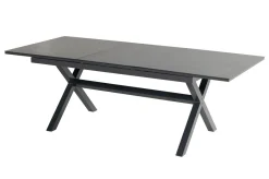 HARTMAN Xanadu / Aruba Garten-Essgruppe, xerix/natur, Alu/Teak/Glaskeramik, 4 Dining Sessel, 160/220x100cm, Teak Armlehnen