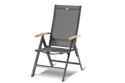 HARTMAN Xanadu / Aruba Garten-Essgruppe, xerix/natur, Alu/Teak/Glaskeramik, 2 Dining Sessel, 6 Klappstühle, 160/220x100cm, Teak Armlehnen