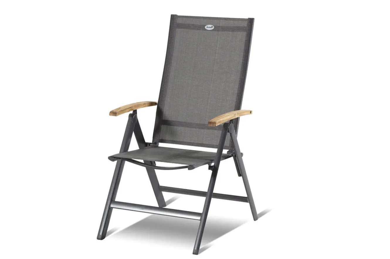 HARTMAN Xanadu / Aruba Garten-Essgruppe, xerix/natur, Alu/Teak/Glaskeramik, 2 Dining Sessel, 6 Klappstühle, 160/220x100cm, Teak Armlehnen