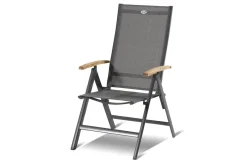 HARTMAN Xanadu / Aruba Garten-Essgruppe, xerix/natur, Alu/Teak/Glaskeramik, 2 Dining Sessel, 4 Klappstühle, 160/220x100cm, Teak Armlehnen