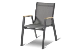 HARTMAN Xanadu / Aruba Garten-Essgruppe, xerix/natur, Alu/Teak/Glaskeramik, 8 Dining Sessel, 160/220x100cm, Teak Armlehnen