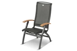 HARTMAN Xanadu / da Vinci Garten-Essgruppe, xerix/natur, Alu/Teak/Glaskeramik, 4 Klappstühle, 160/220x100cm, Teak Armlehnen