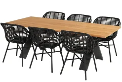 HARTMAN Xanadu Esstisch, xerix, Alu / Teakholz, 220 x 100 cm, X-Gestell