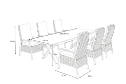 HARTMAN Xanadu Garten-Essgruppe, anthrazit/grau, Alu/Polyrattan, Tischplatte ausziehbar 220/280 x 100 cm, pulverbeschichtet, inkl. 6 Sessel